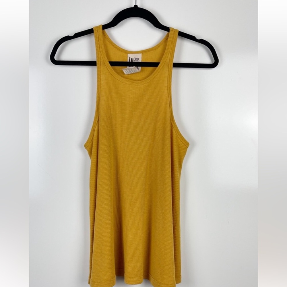 Free People Mustard Yellow Ribbed Racerback Tank Top in size small